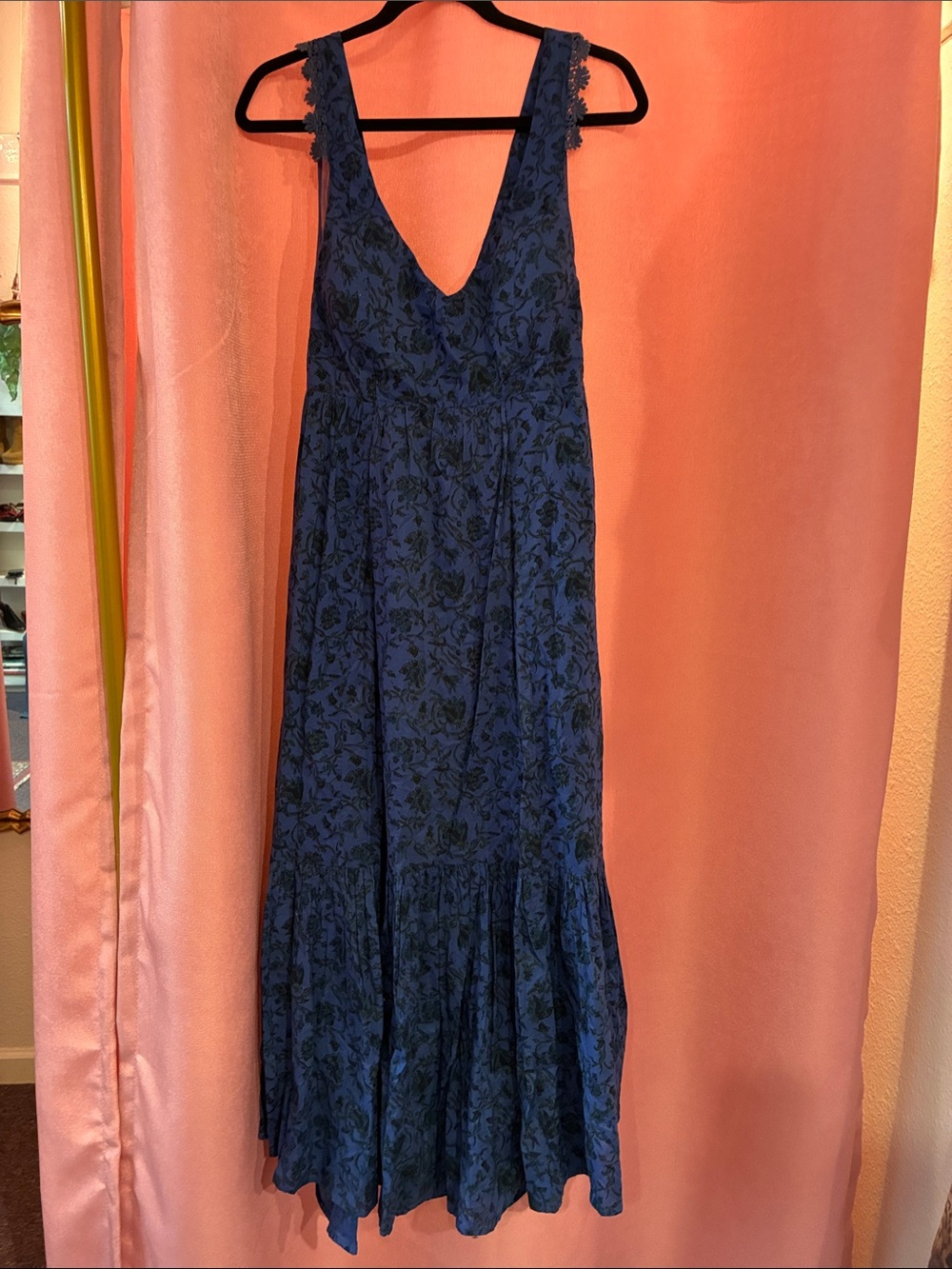 Eddy Sleeveless Deep Navy Floral V-Neck Maxi Dress